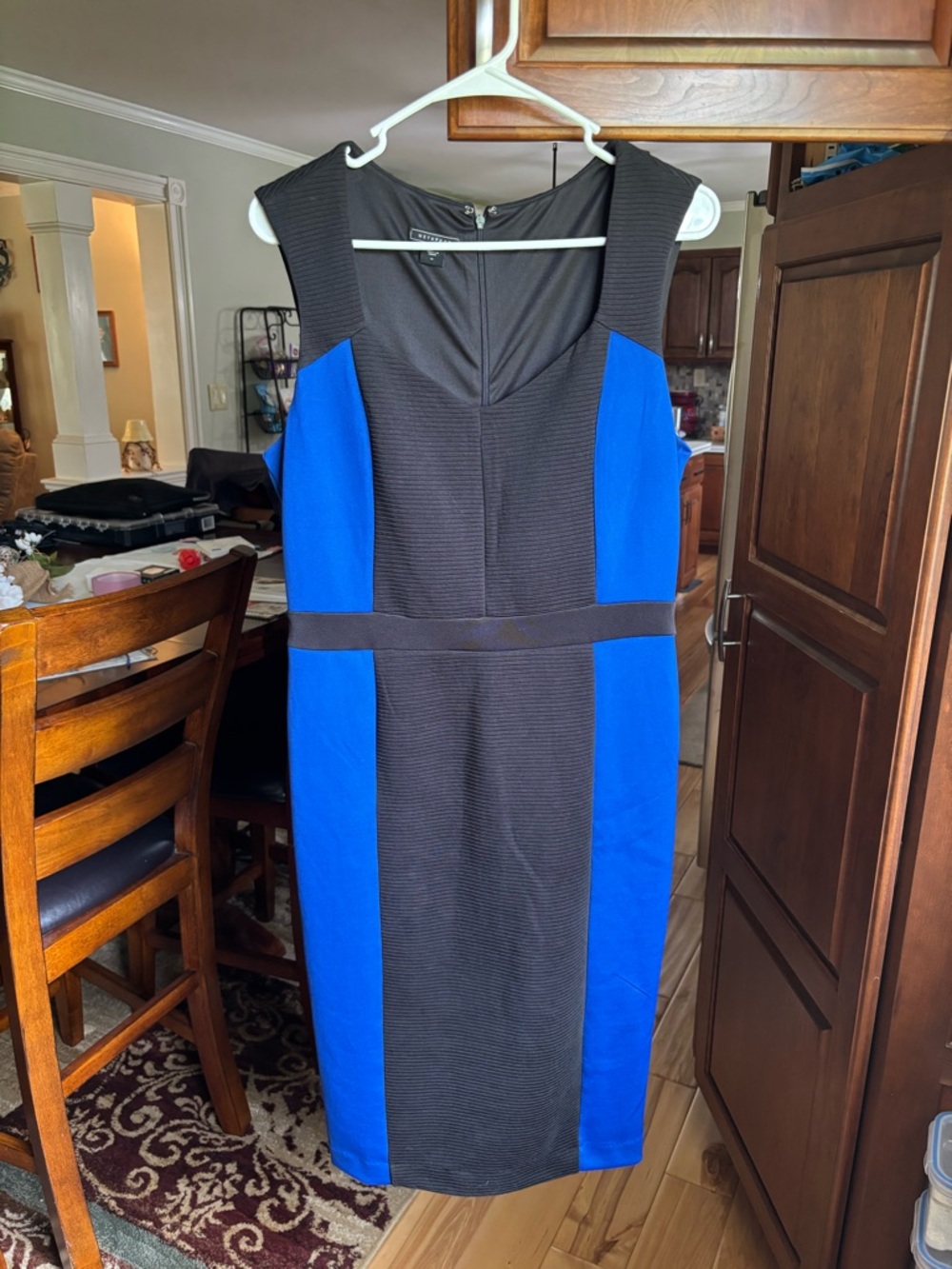 Metaphor Black & Royal Blue Colorblock Midi Sheath Dress